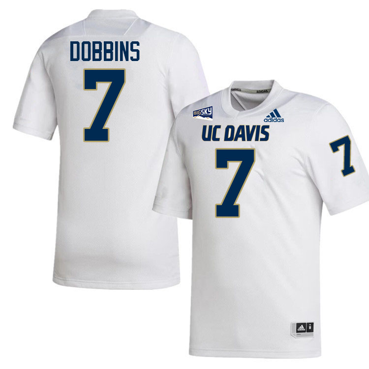 UC Davis Aggies #7 Stacy Dobbins College Football Jerseys, Uniforms Stitched Sale-White